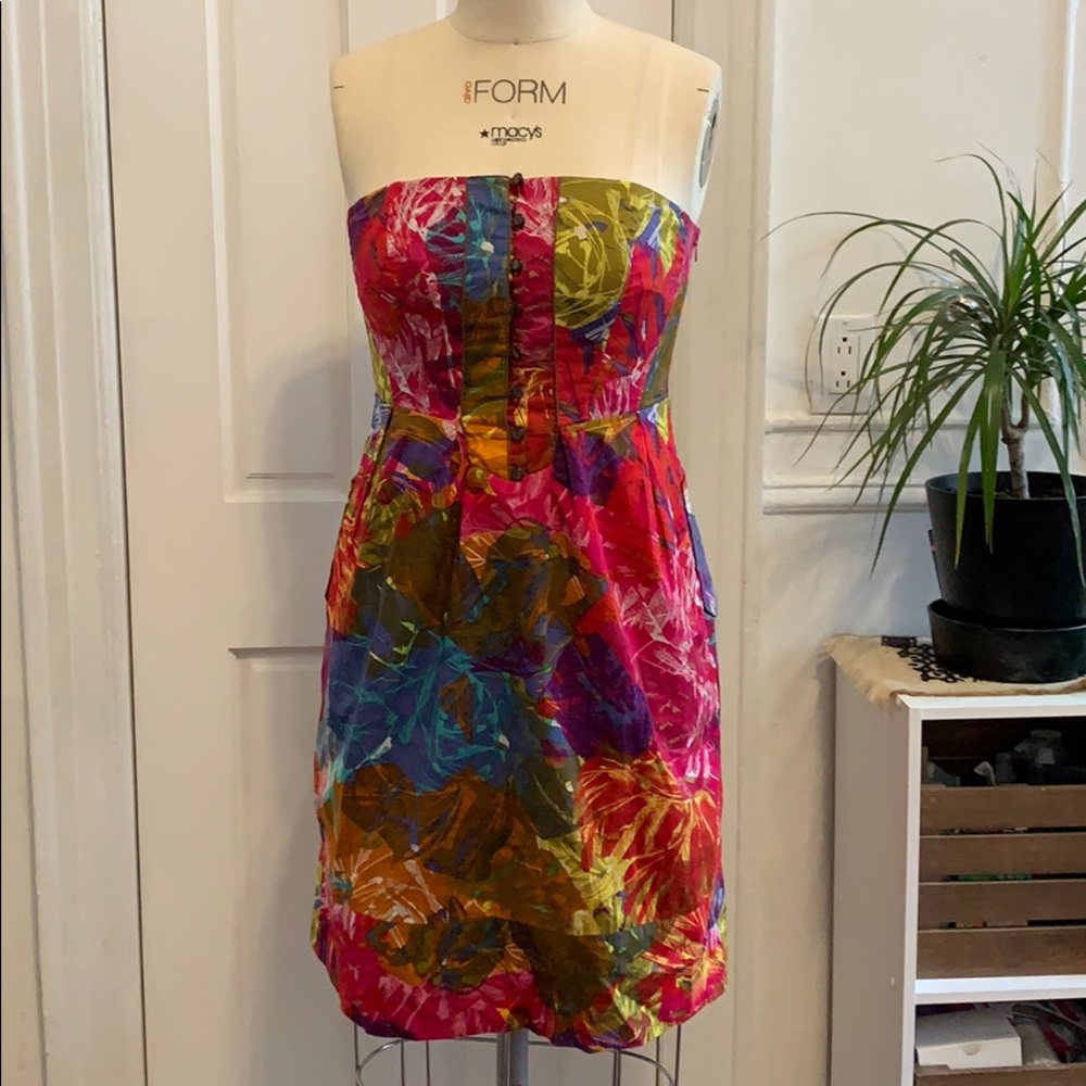 Strapless Printed Dress